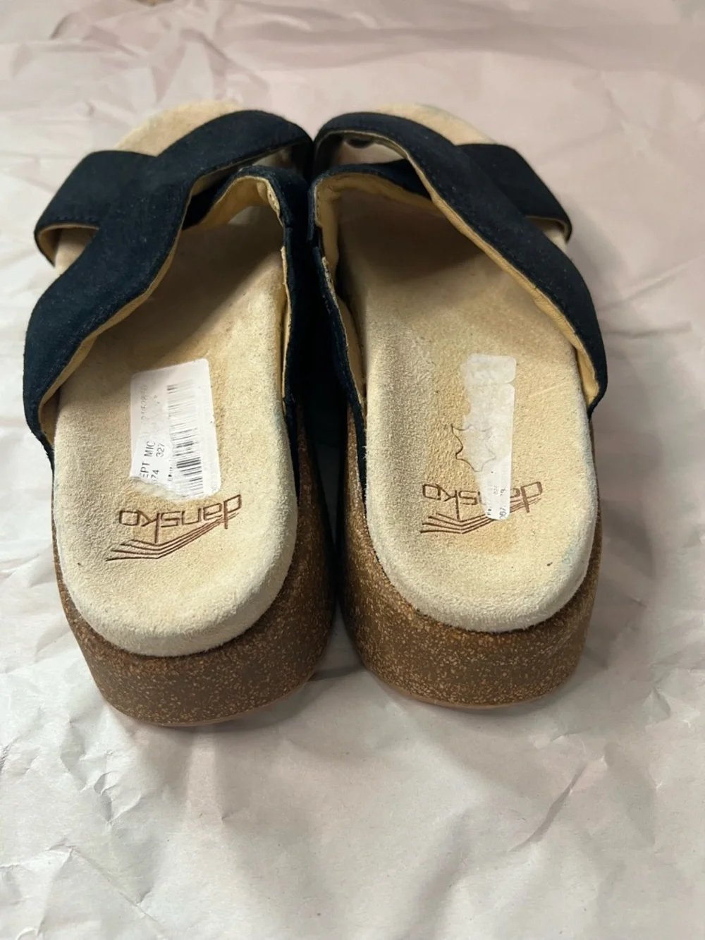 Dansko Bridget Platform Wedge Slide Sandal in Black Size 38/7-7.5